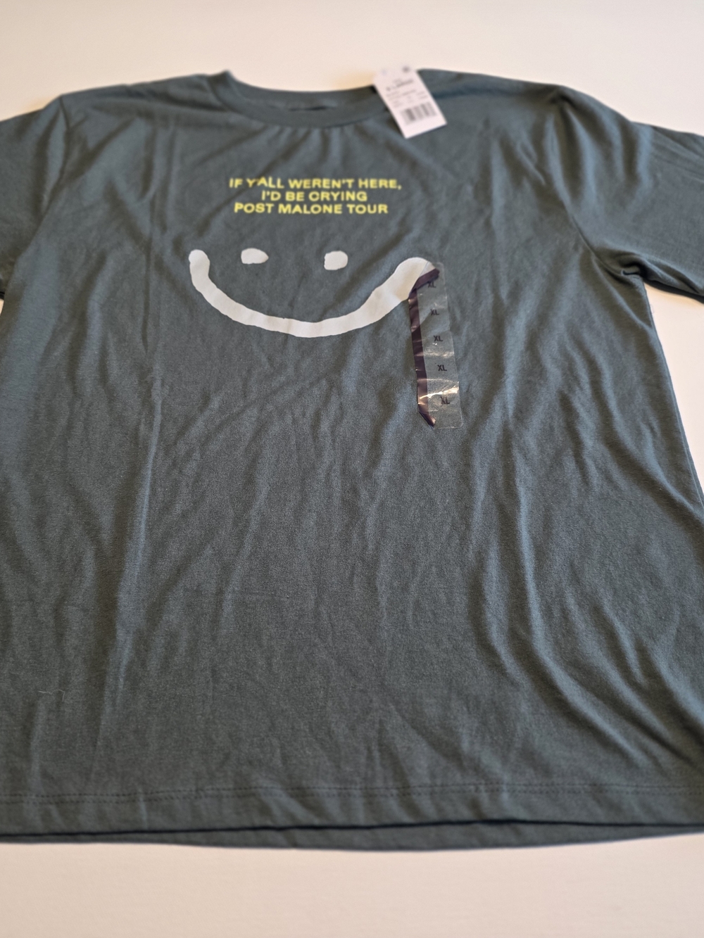 Post Malone Men Short Sleeve Graphic Tee - Green Smiley